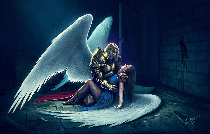 HD wallpaper: angel, armor, death, fantasy, girl, love, men, mood, sad,  wings | Wallpaper Flare