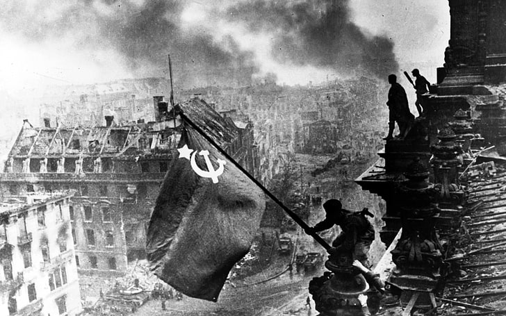 black and white soviet flags berlin world war ii battles raze historic Art Black HD Art, HD wallpaper
