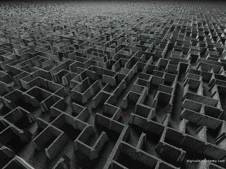 gray maze digital wallpaper, black, pattern, full frame, backgrounds, HD wallpaper