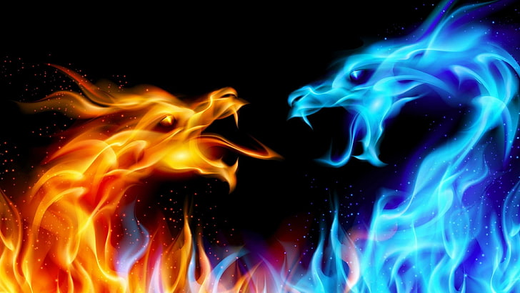 flame, fire, special effects, ice, illustration, graphics, fictional character, HD wallpaper