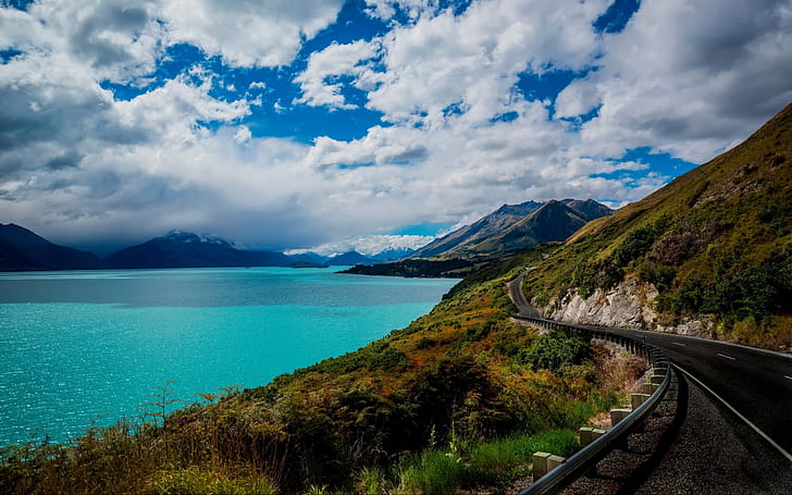 Queenstown, New Zealand, Lake Wakatipu, road, mountains