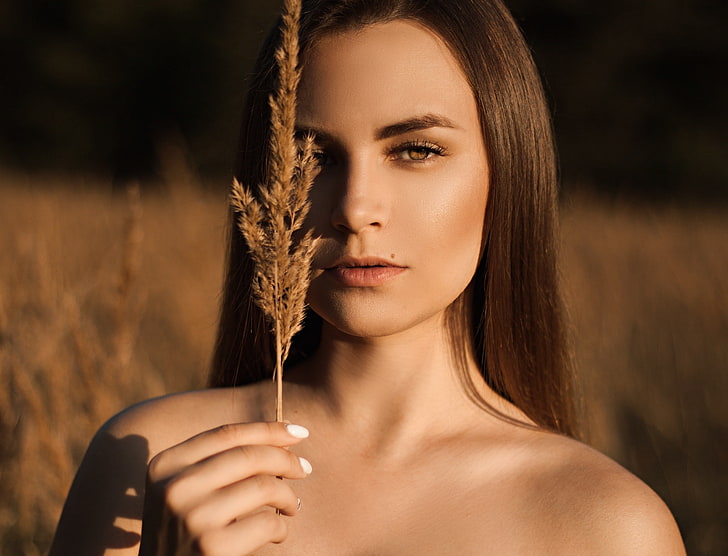 Ilya Baranov, women, model, brunette, outdoors, portrait, face, HD wallpaper