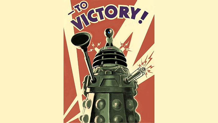 gray To Victory illustration, Daleks, Doctor Who, text, no people