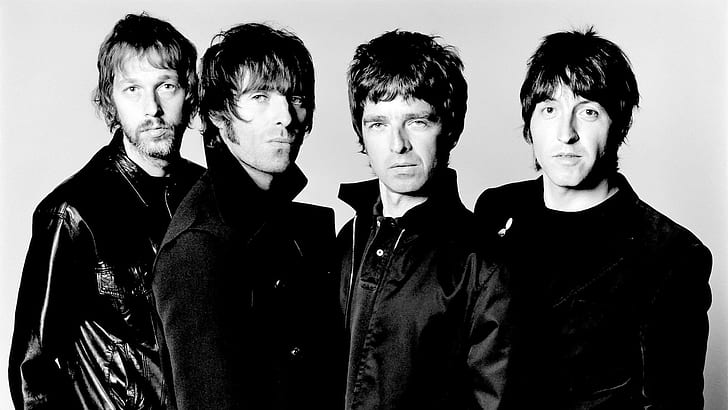 Oasis, Band, Members, Hairs, Suits, looking at camera, portrait