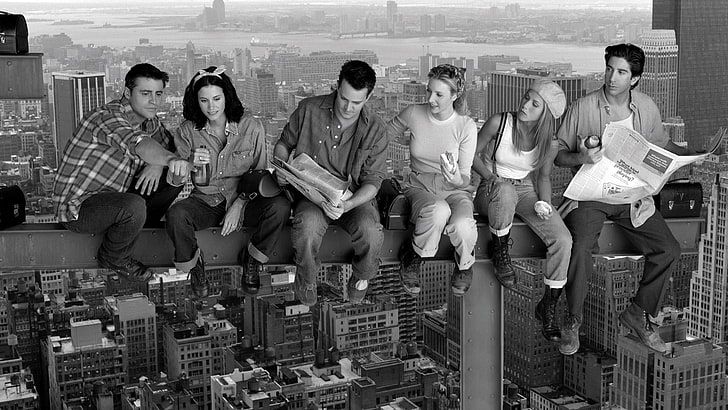 lunch atop a skyscraper parody, Friends (TV series), Ross Geller, HD wallpaper