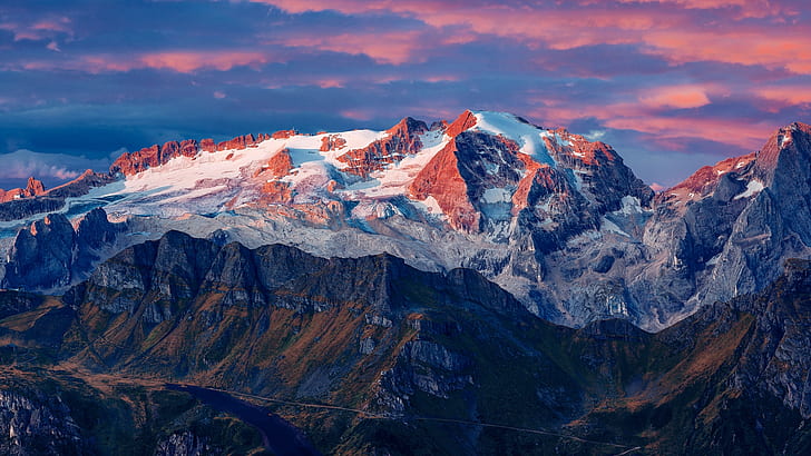 mountains, glacier, summit, Marmolada Glacier, Italy, HD wallpaper