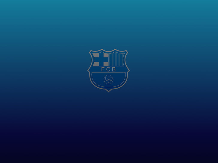 FCB logo, FC Barcelona, Lionel Messi, sports, soccer, blue, copy space