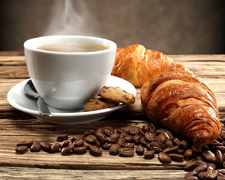 Food, Breakfast, Coffee, Coffee Beans, Cookie, Croissant, Cup