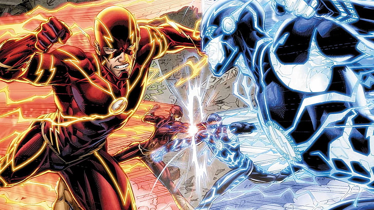 Flash and Zoom illustration, DC Comics, superhero, full frame