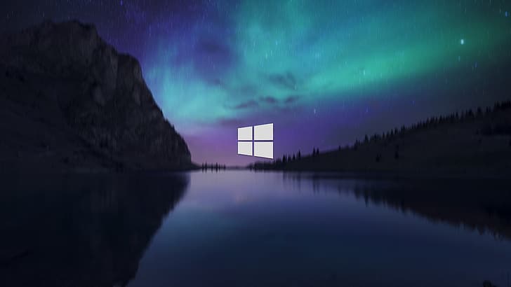 Windows 10, landscape, Aurora HD wallpaper