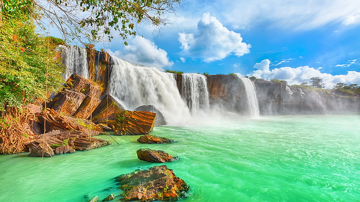 waterfall, 4k, HD wallpaper, Beautiful Dry Nur, Vietnam, HD wallpaper