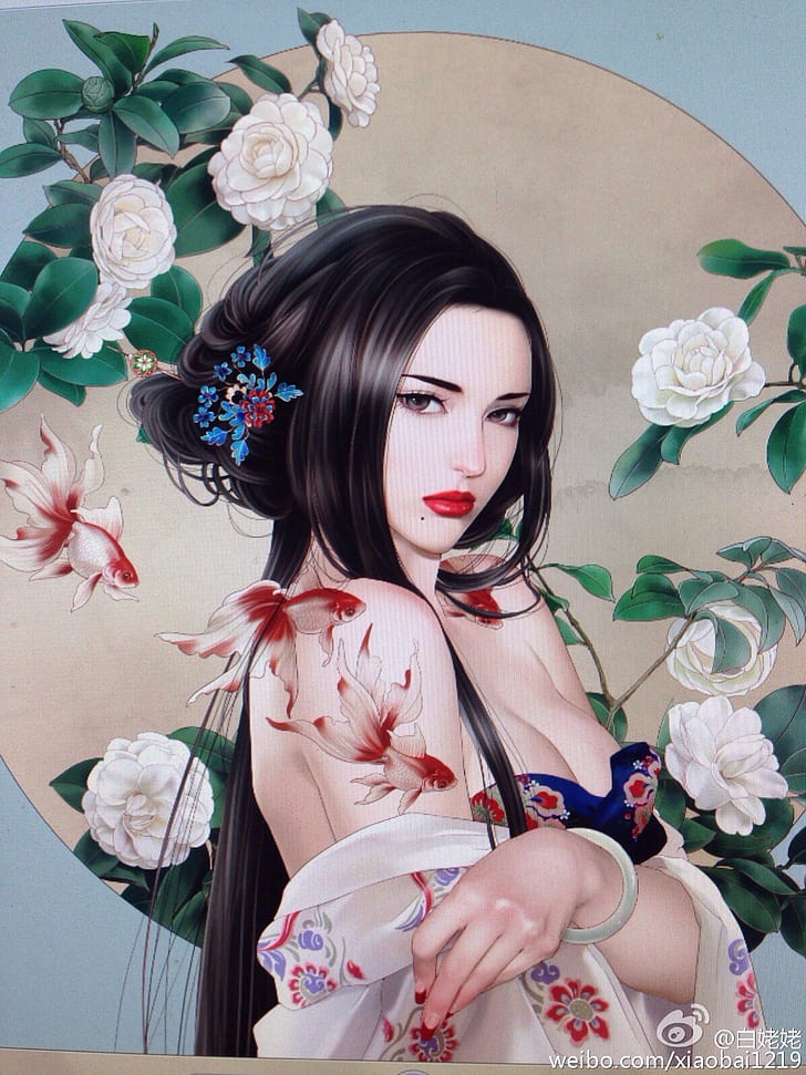 Zhang Xiao Bai, Chinese dress, anime girls, HD wallpaper