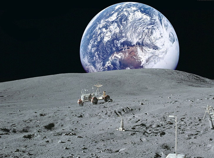 HD wallpaper: moon and planet earth, space, Wallpaper, the moon, NASA,  lunar vehicle | Wallpaper Flare
