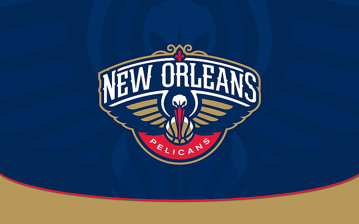 New Orleans Pelicans logo, NBA, basketball, sports, blue, text