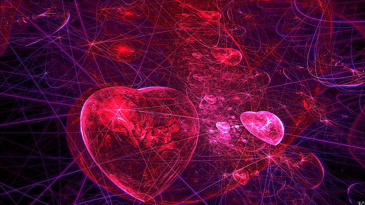 abstract art, love, heart, red heart, graphic design, graphics, HD wallpaper