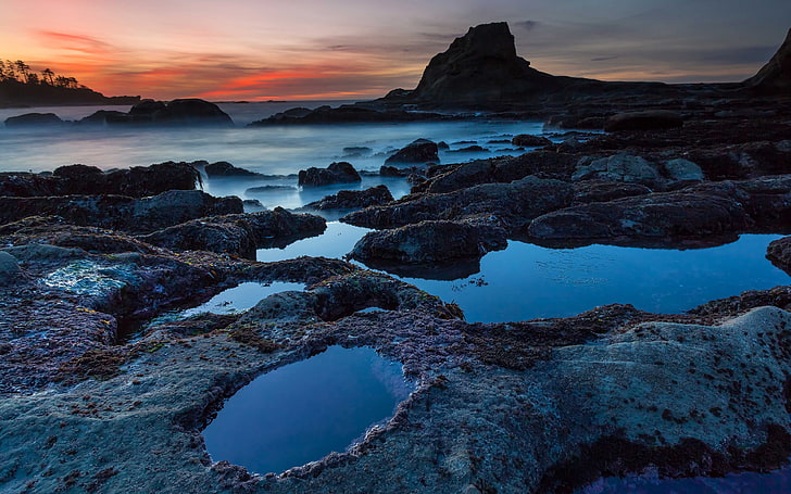 Beach Rock Evening Scenery iMac Retina 4K Ultra HD, water, sea