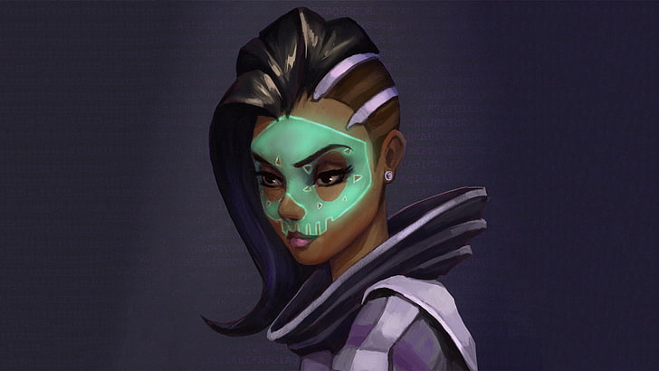 black-haired female character digital wallpaper, Overwatch, Sombra (Overwatch)