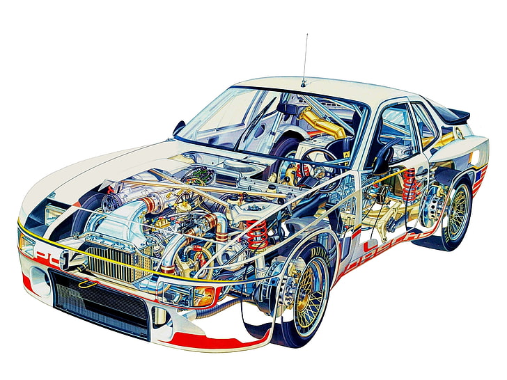 1980, 924, cutaway, engine, gtp, interior, porsche, race, racing, HD wallpaper