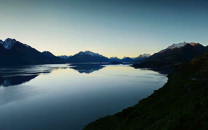 Lake Wakatipu, Sunset, Landscape, Mountains, New Zealand, 4K, HD wallpaper