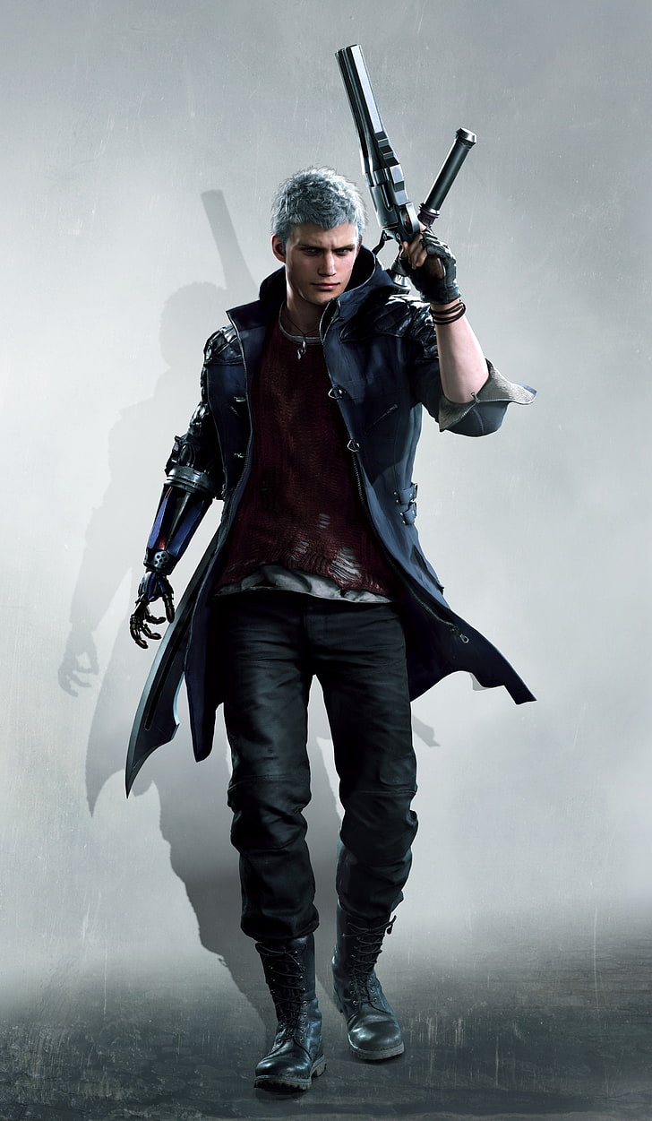 man holding a pistol game character, Devil May Cry 5, Nero (Devil May Cry)