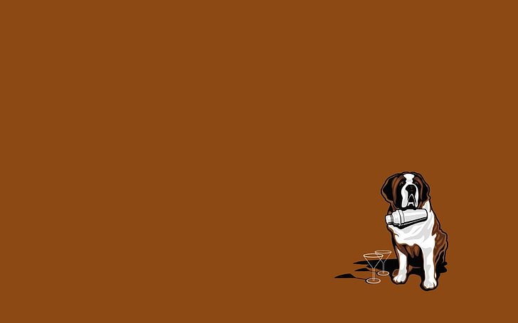adult white and brown saint bernard illustration, st bernard