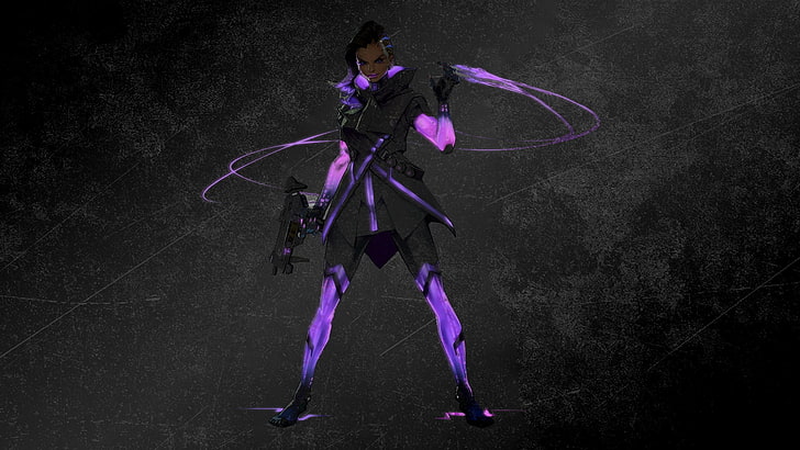 Overwatch, Sombra (Overwatch), one person, full length, purple