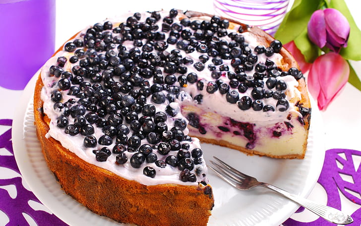 Blueberries cake, HD wallpaper