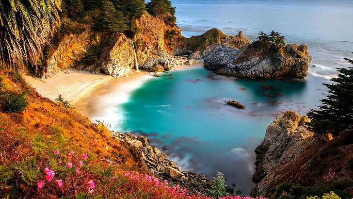 california, Fall, McWay, Pacific Ocean