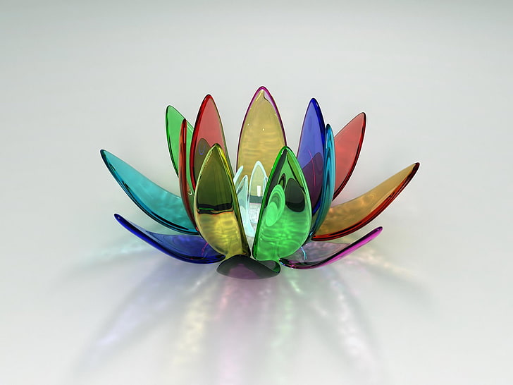 HD wallpaper: Crystal Lotus, assorted-color translucent glass lotus lamp, 3D  | Wallpaper Flare
