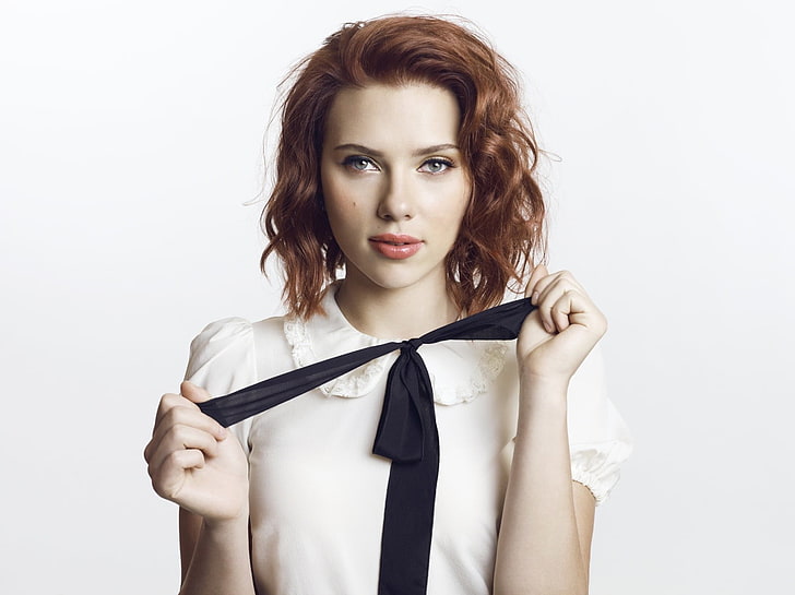 Scarlett Johansson, women, actress, studio shot, portrait, young adult, HD wallpaper