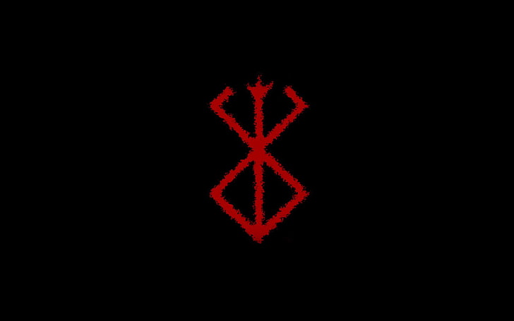 red logo, Berserk, black, Kentaro Miura, artwork, simple background, HD wallpaper