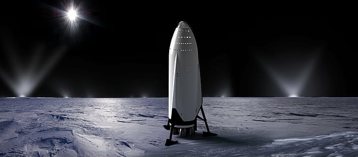 Interplanetary Transport System, Moon, rocket, space, SpaceX, HD wallpaper