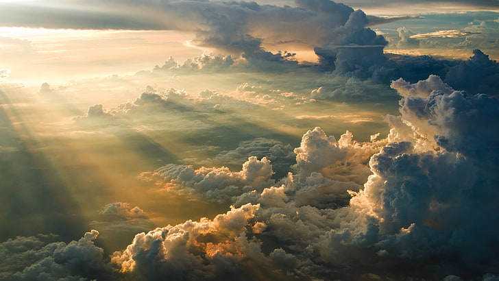 white clouds, sun rays, cloud - sky, scenics - nature, beauty in nature, HD wallpaper