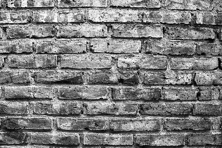 gray brick wall, photography, texture, monochrome, backgrounds, HD wallpaper