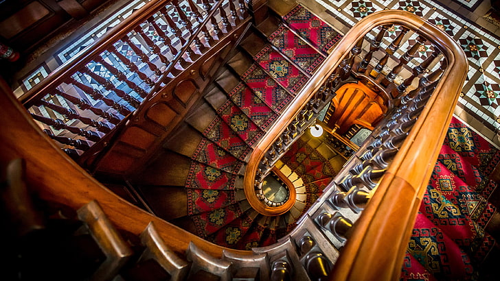 castle, larnach castle, historic house, dunedin, stairs, staircase, HD wallpaper