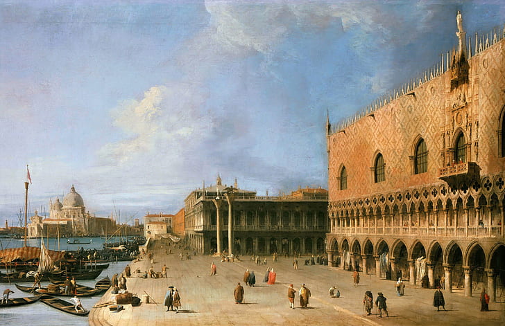 picture, the urban landscape, Canaletto, Molo at the Palace of the Doges in Venice, HD wallpaper