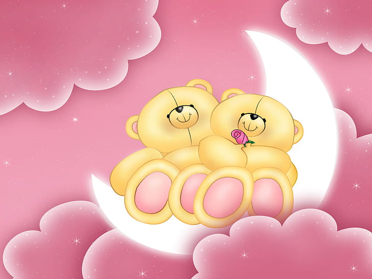 HD wallpaper: Love Teddies HD, 2 yellow bear cartoon | Wallpaper Flare