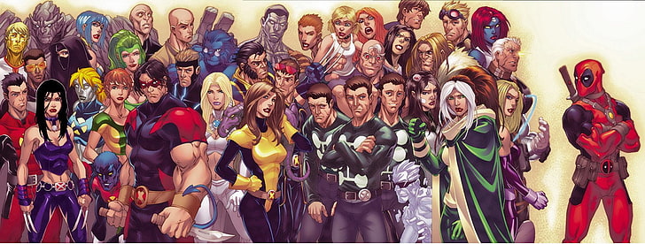 Marvel characters painting, X-Men, Deadpool, Emma Frost, Iceman (Marvel Comics), HD wallpaper