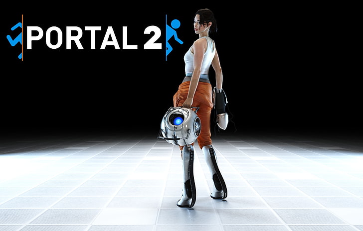 Portal (game), Portal 2, Portal Gun, Chell, video games, full length, HD wallpaper