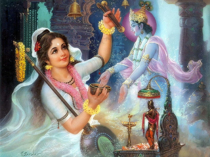 HD wallpaper: Lord Krishna And Meera, Hindu Deity digital wallpaper, God,  human representation | Wallpaper Flare