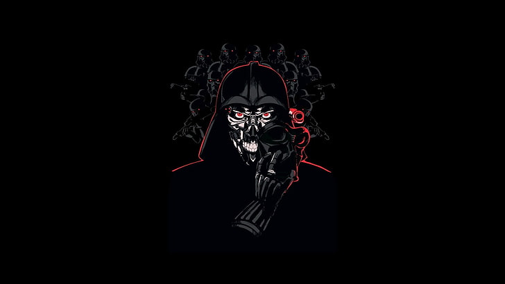 Darth Vader wallpaper, Star Wars, Sith, minimalism, artwork, black background