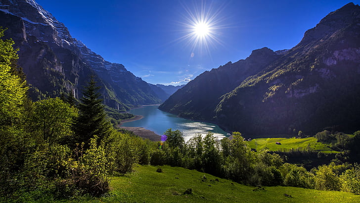 wilderness, landscape, lake konetalersee, klontal lake, alpine lake, HD wallpaper