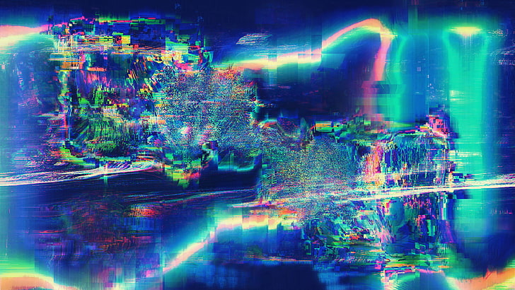 glitch art, LSD, abstract, motion, multi colored, illuminated, HD wallpaper