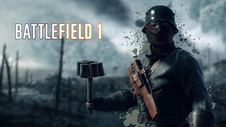 Battlefield 1 wallpaper, video games, sign, one person, military