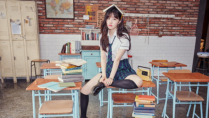 K-pop, Pristin, women, Xiyeon (Pristin), schoolgirl, Korean, HD wallpaper