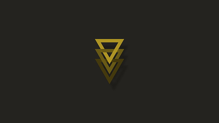 yellow triangle logo, minimalism, geometry, communication, sign