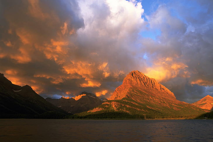 Two Medicine Lake, Glacier National Park, Montana, nature and landscapes, HD wallpaper