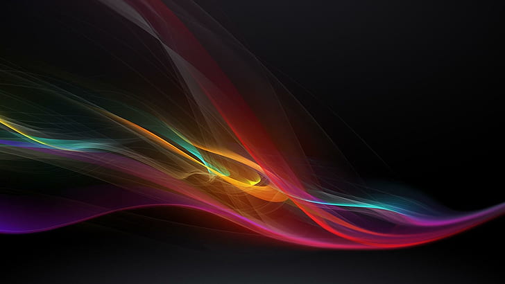 Neon translucent curves, red and yellow smoke, abstract, 1920x1080, HD wallpaper