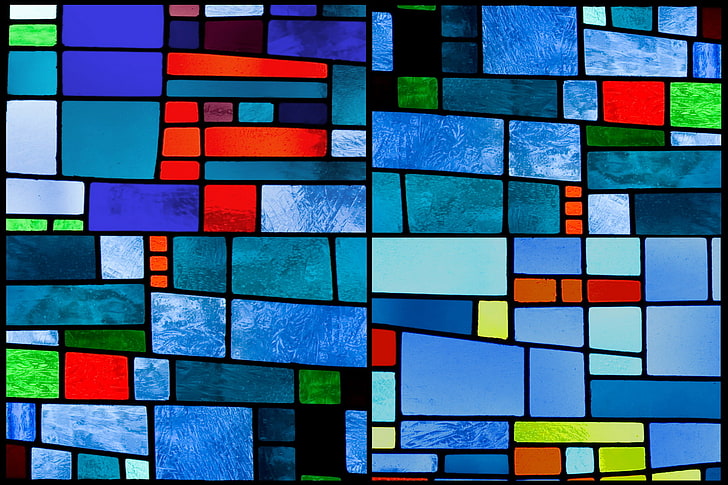 blue mosaic painting, glass, background, colors, texture, colorful, HD wallpaper