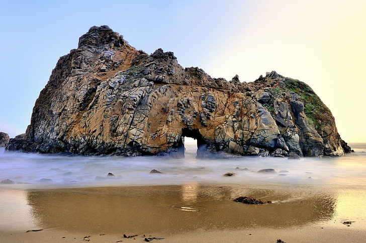 beach, rock, the ocean, arch, California, USА, Big Sur, Pfeiffer Beach